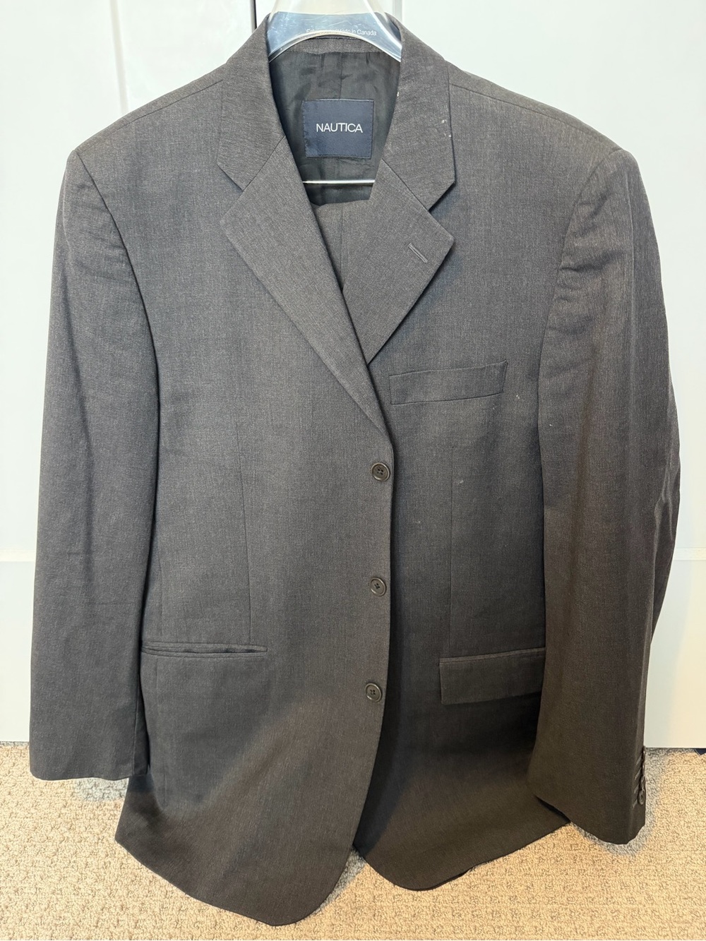 Nautica Men's Dark Gray Three-Button Blazer and pants